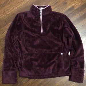 Purple fuzzy NorthFace pullover